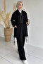 Front Zippered Hooded Tunic with Elastic Waist Pants, Islamic Clothing Two-Piece Set