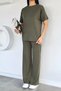 Women's Crew Neck T-Shirt and Elastic Waist Palazzo Pants Two-Piece Set - 3