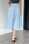 Women's Pleated and Tasseled Jean Denim Skirt - 2