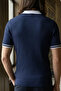 Men's Polo Collar Front Half Zipper Self-Patterned Knitwear T-Shirt - 2