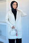 Hooded Zippered Soft Yarn Hijab Cardigan - 3