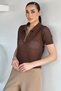 Gülseli Women's Polo Collar Half-Zip Knitwear Blouse