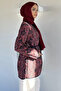Front Buttoned Ethnic Pattern Quilted Hijab Jacket - 3