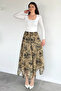 Women's Asymmetrical Cut Patterned Skirt with Elastic Waist and Inner Lining - 2