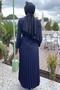 Women's Belted Blazer Jacket Skirt Hijab Double Set - 5