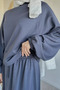 Crew Neck Blouse Elastic Waist Skirt Hijab Two-Piece Set - 4