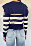 Gülseli Women's Striped Patterned Zippered Knitwear Blouse - 3