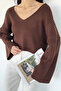 V-Neck Crop Top Loose Knit Blouse - 2