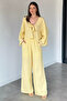 Women's Front Tie Short Kimono Elastic Waist Pants Double Set