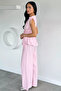 Women's Elastic Waist Pants V-Neck Blouse Two-Piece Set - 4