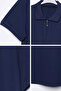 Men's Polo Collar Half Zip Self Patterned T-Shirt - 3