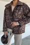 Women's Inner Lined Leather Garnished Snap Fastener Patterned Jacket - 3