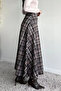 Plaid Patterned Waist-Tie Kiloş Scuba Hijab Skirt - 4