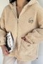 Gülseli Women's Hooded Plush Jacket with Gold Buckle Detail and Double Pockets - 3