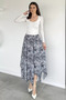 Women's Asymmetrical Cut Patterned Skirt with Elastic Waist and Inner Lining
