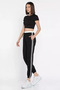 Women's Sweatpants with Elastic Waist and Cuffs and Side Stripes - 2