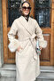 Hooded Belted Sleeve End Plush Detailed Hijab Coat - 3
