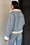 Women's Belt Detailed Fur Jean Coat - 4