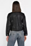 Women's Faux Leather Jacket with Stones - 4