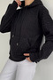 Women's Embroidered Kangaroo Pocket Hooded Sweatshirt with Stone Embroidery