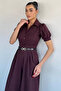 Women's Shirt Collar Stone-Embellished Jumpsuit - 3
