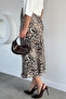 Women's Patterned Satin Skirt with Elastic Waist - 4