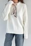 Gülseli Women's Crew Neck Knitwear Sweater with Scarf Accessory - 3