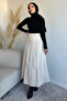 Elastic Waist Green Cashmere Hijab Skirt - 2