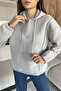 Half-Zip Three-Thread Ribbed Women's Sweatshirt - 2