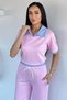 Women's Polo Collar Blouse and Elastic Waist Pants Two-Piece Set - 3