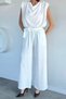 Gülseli Women's Degaje Collar Shoulder Padded Elastic Waist Jumpsuit - 3