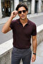 Men's Polo Neck Self-Patterned Knitwear T-Shirt