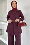 Gold Accessory Belted Tunic Elastic Waist Pants Islamic Clothing Double Set - 2
