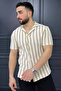 Men's Turn-Down Collar Lace-Like Knit Line Patterned Shirt - 2
