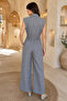Linen Jumpsuit with Elastic Waistband - 4