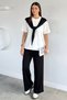 Gülseli Women's Elastic Waist Pants and Tie-Front Blouse Two-Piece Set