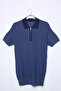 Men's Polo Collar Half Zipper Patterned Knitwear T-Shirt - 4