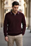 Men's Polo Neck Self-Stripe Patterned Knitwear Sweater - 2