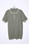 Men's Polo Collar Half Zipper Striped Patterned Lycra Knitwear T-Shirt - 4