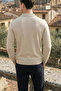 Men's Polo Neck Self-Patterned Knit Sweater - 3