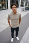 Men's Solid Color Half Zip Polo Collar Knitwear T-Shirt