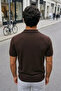 Men's Solid Color Half Zip Polo Collar Knitwear T-Shirt - 2