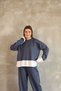 Women's Blue Oversize Shirt and Piping Detailed Two-Piece Set - 2
