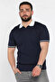 Men's Polo Neck Self-Line Patterned Knitwear T-Shirt