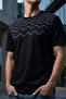 Men's Zigzag Patterned Crew Neck T-Shirt