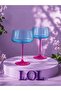 R'Eyla Lol Bohemia Crystal 220 Cc Oven Painted Cup Goblet Blue Fuchsia – Set of 2