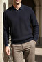 Men's Polo Neck Lycra Knit Sweater - 2