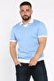 Men's Polo Neck Self-Line Patterned Color-Embellished Knitwear T-Shirt