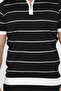 Men's Polo Collar Half Zipper Striped Patterned Knitwear T-Shirt - 4