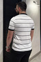 Men's Polo Collar Half Zipper Striped Patterned Knitwear T-Shirt - 3